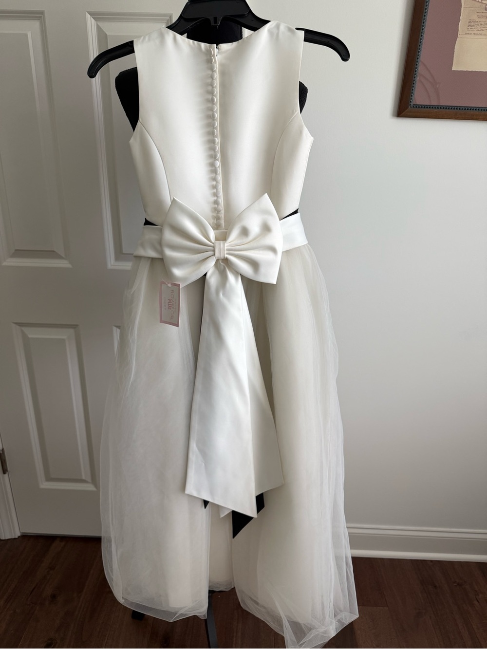 Ivory Satin and Tulle Junior Bridesmaid Dress - Picture 4 of 5